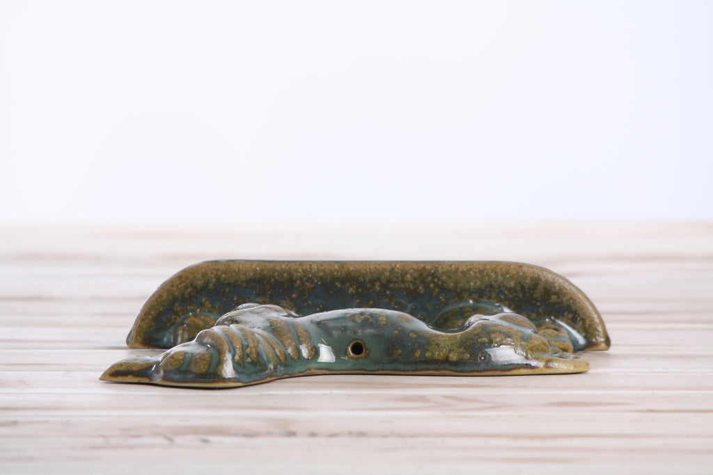 Willow Ceramics Dachshund Wall Hanging – Handmade Stoneware Ceramic Sausage Dog Wall Art with Metal Hanging Hook, High‑Fired Handmade Décor, Made in Colorado, USA (Seaweed 2025 Right)