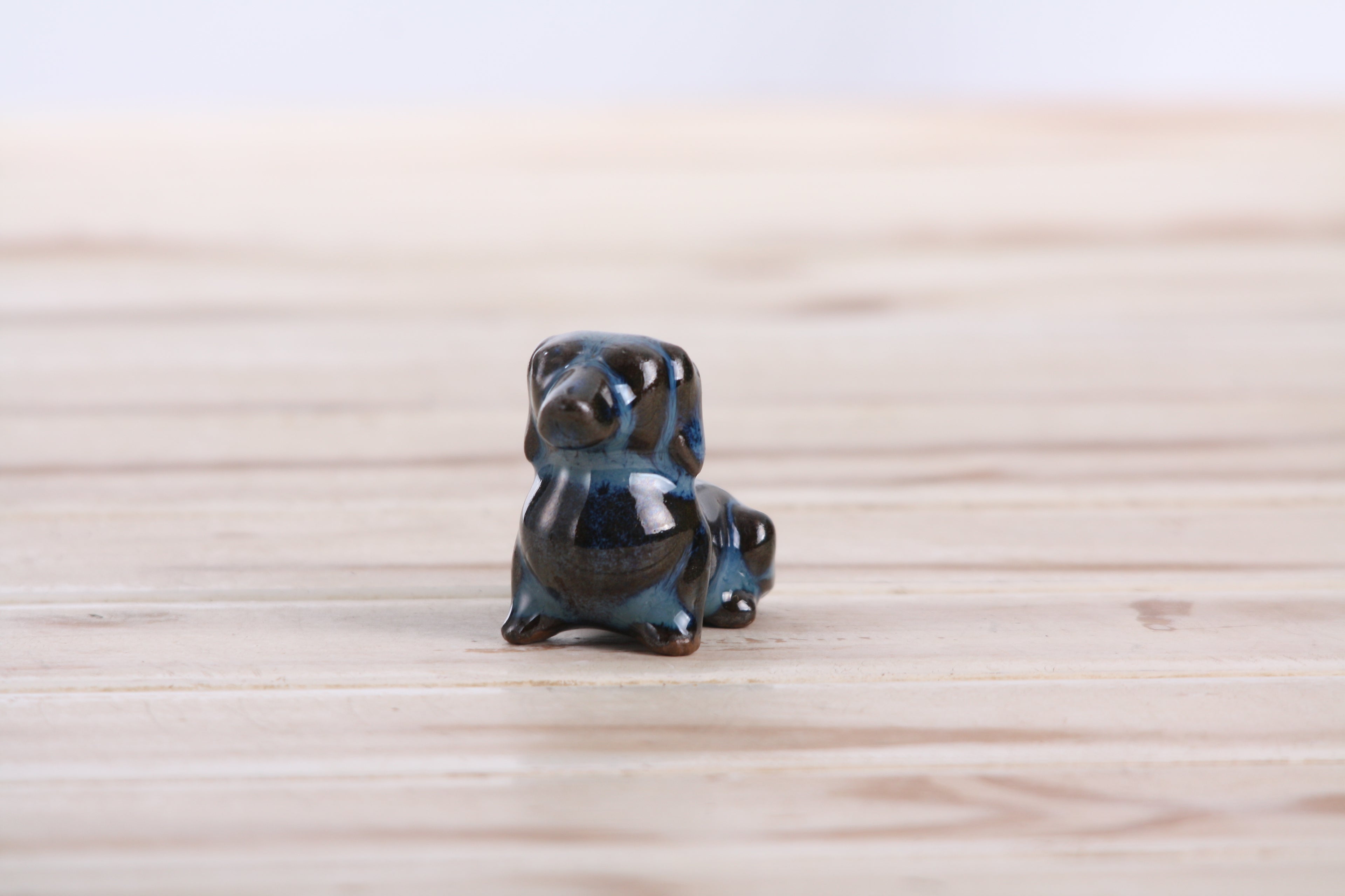 Willow Ceramics Butch the Dachshund Figurine – Mini Handmade Ceramic Dog Sculpture, High‑Fired Stoneware Décor, Made in Colorado, USA (Peacock)