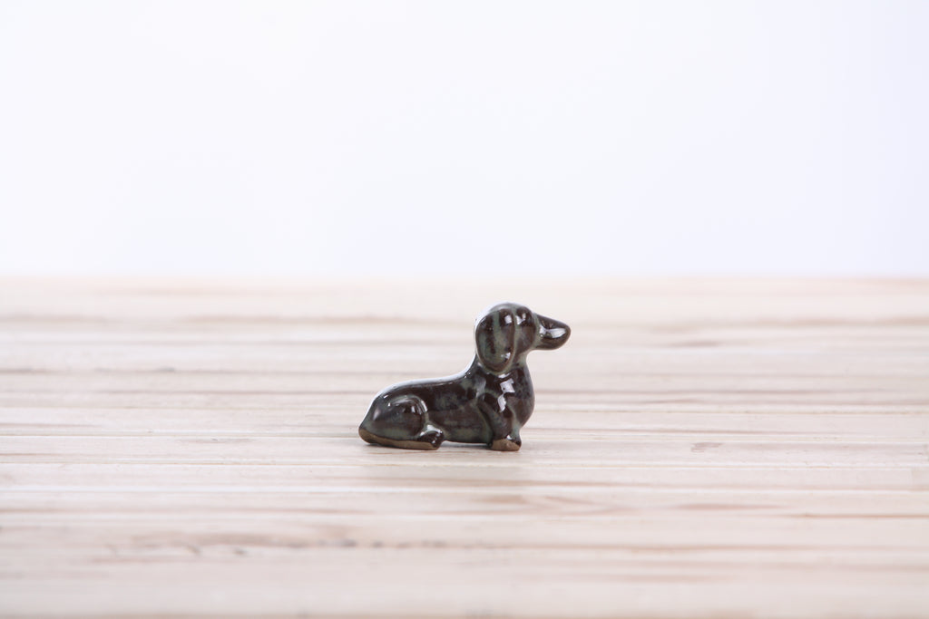 Willow Ceramics Butch the Dachshund Figurine – Mini Handmade Ceramic Dog Sculpture, High‑Fired Stoneware Décor, Made in Colorado, USA (Starry Night)
