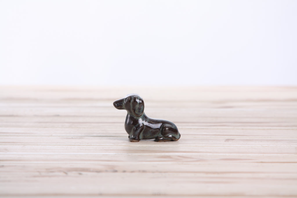 Willow Ceramics Butch the Dachshund Figurine – Mini Handmade Ceramic Dog Sculpture, High‑Fired Stoneware Décor, Made in Colorado, USA (Starry Night)