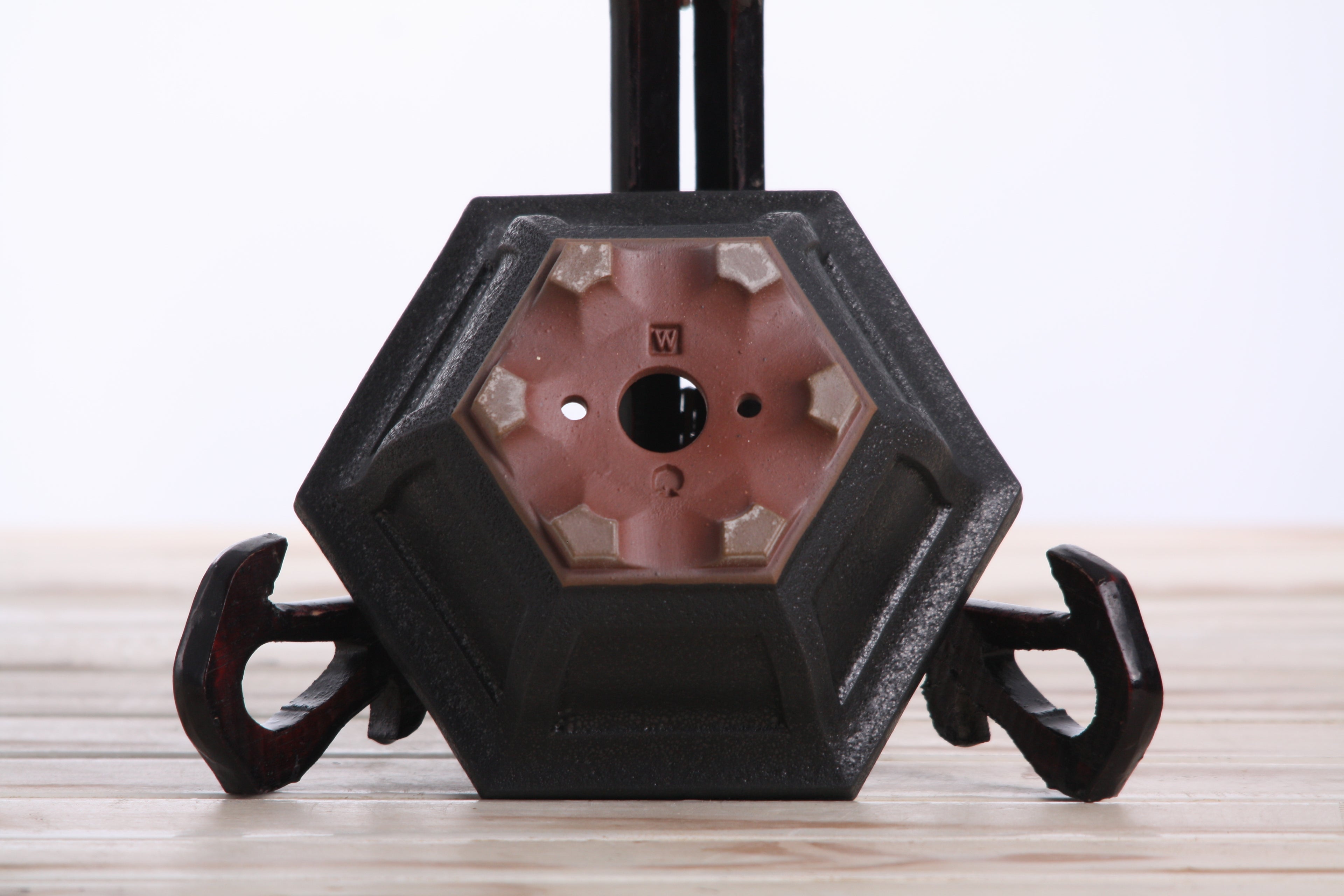 Willow Bonsai Ceramics Hexagonal Windowed Bonsai Pot 5 Inch – Semi‑Cascade Planter, High‑Fired Frost‑Proof Stoneware with Drainage & Wiring Holes, Handmade in USA (Matt Black)