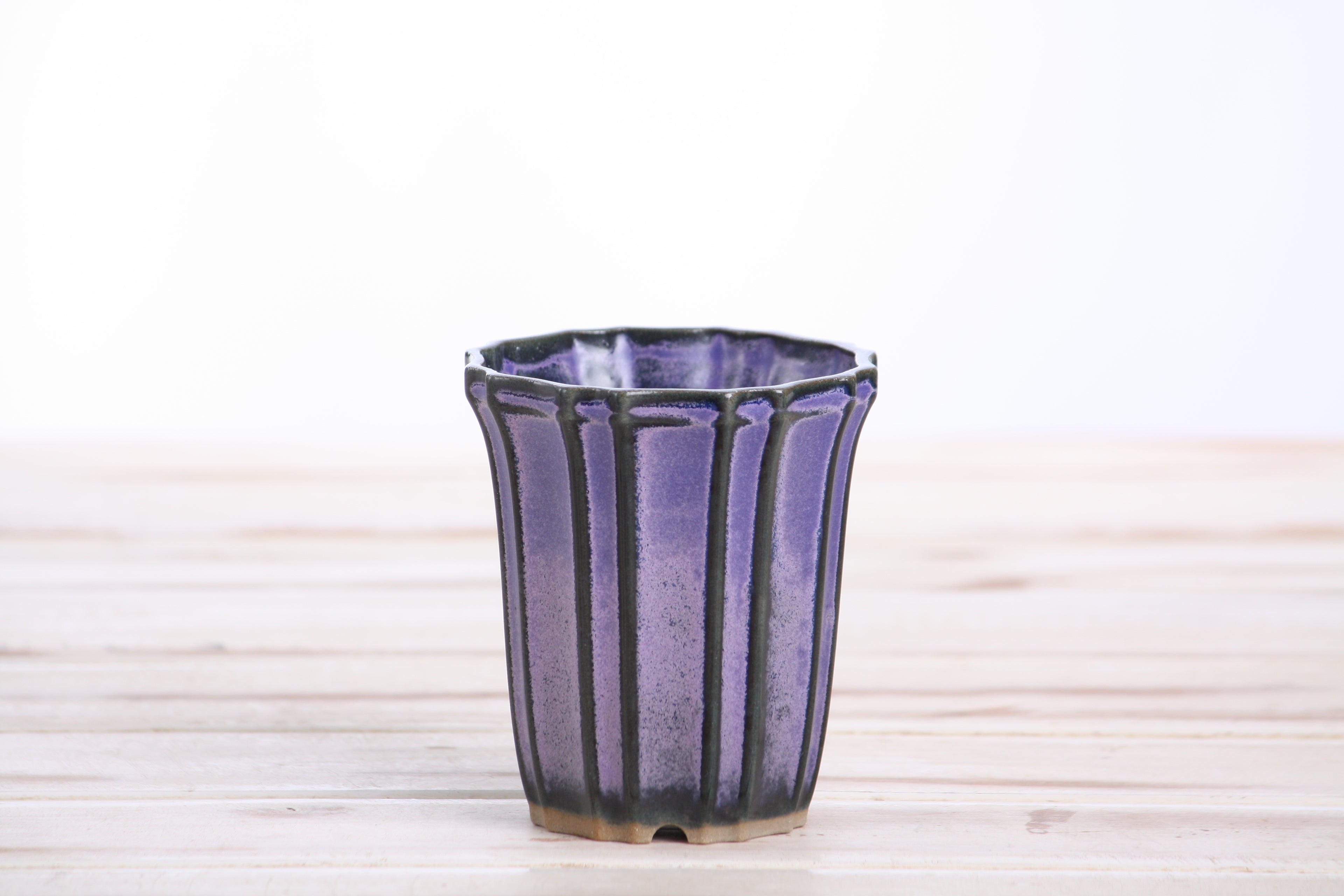 Willow Bonsai Ceramics Flower Design Cascade Bonsai Pot 3 Inch – Elegant Tall Ceramic Bonsai & Succulent Planter, High‑Fired Frost‑Proof Stoneware with Drainage & Wiring Holes, Handmade in USA (Purple)