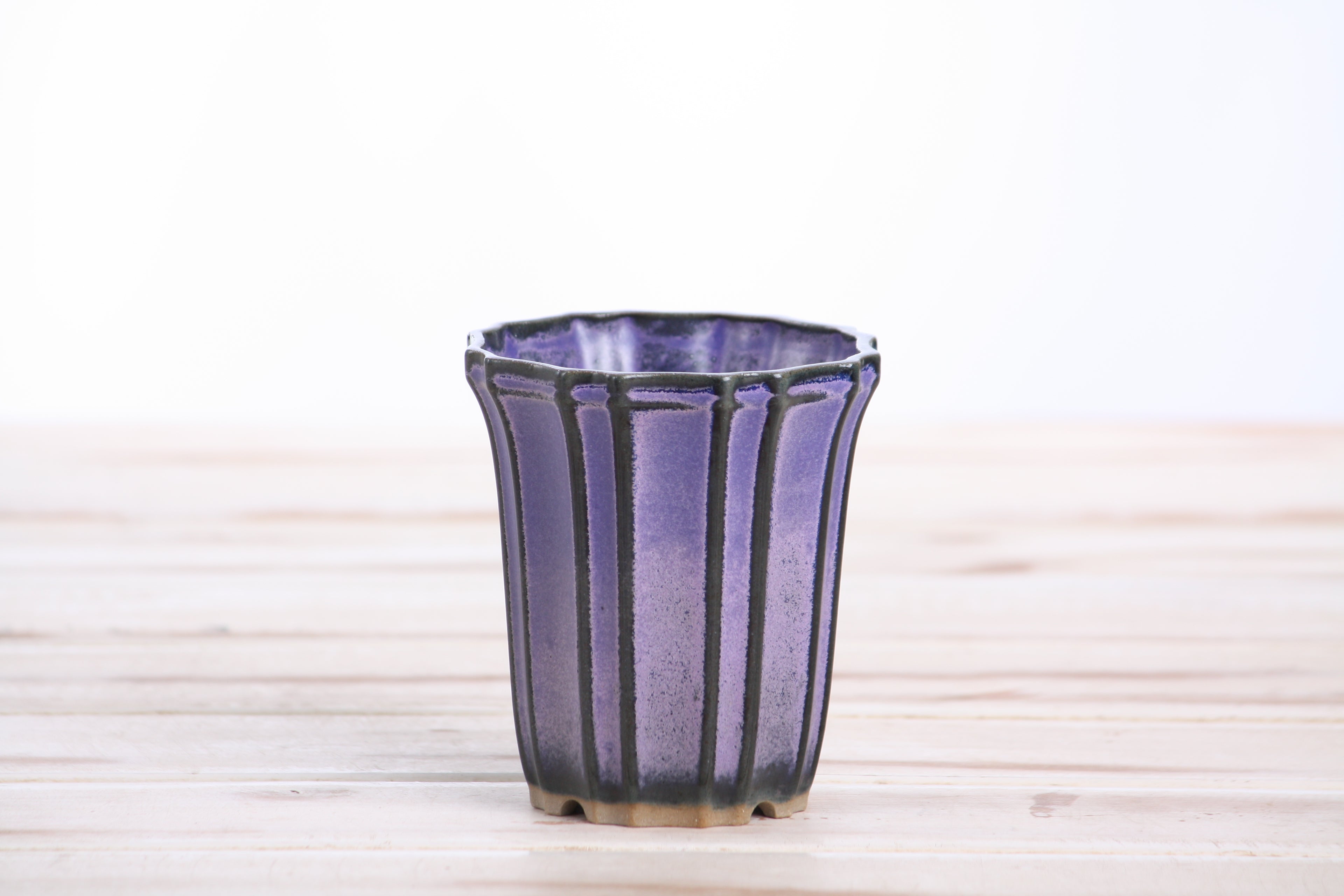 Willow Bonsai Ceramics Flower Design Cascade Bonsai Pot 3 Inch – Elegant Tall Ceramic Bonsai & Succulent Planter, High‑Fired Frost‑Proof Stoneware with Drainage & Wiring Holes, Handmade in USA (Purple)