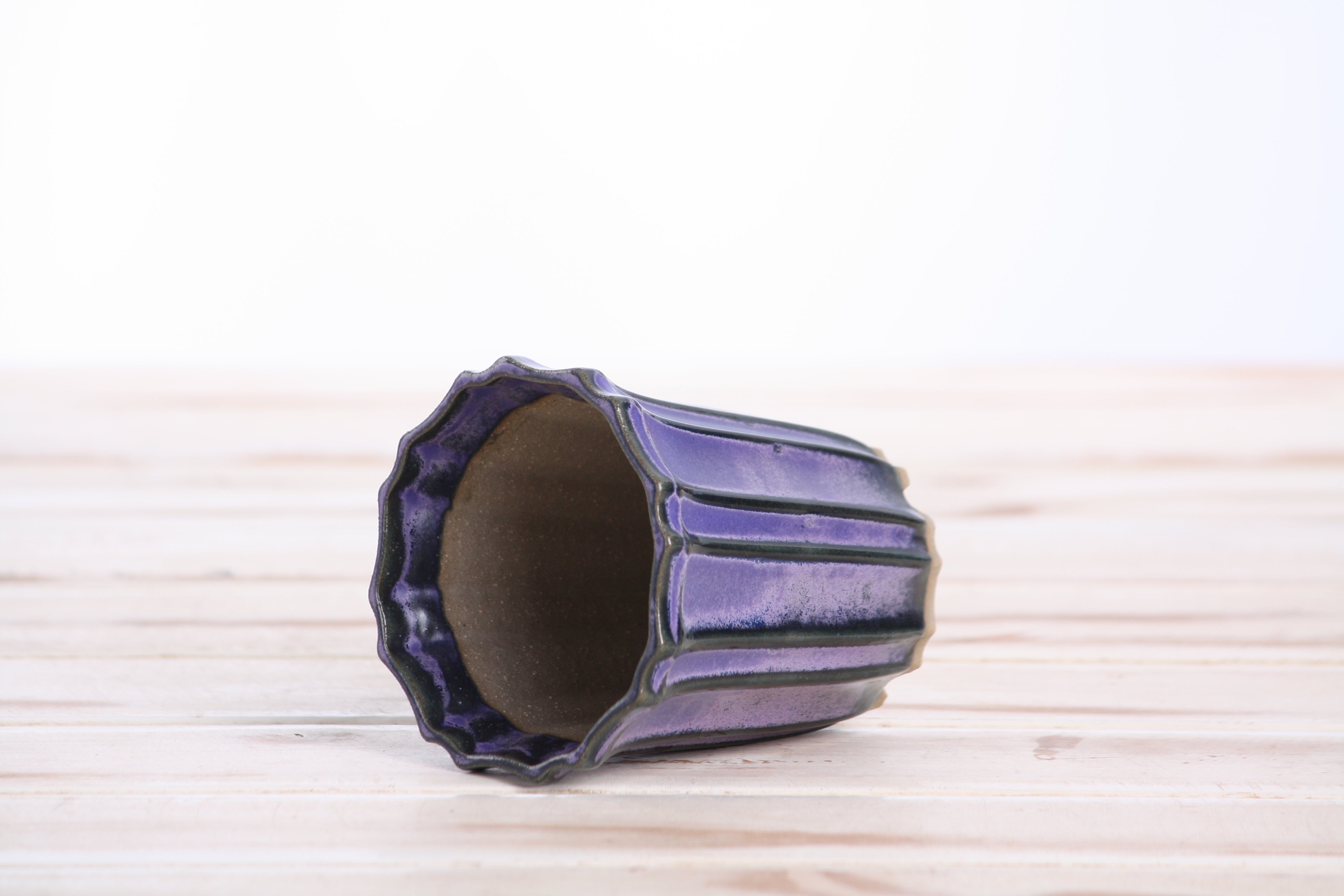 Willow Bonsai Ceramics Flower Design Cascade Bonsai Pot 3 Inch – Elegant Tall Ceramic Bonsai & Succulent Planter, High‑Fired Frost‑Proof Stoneware with Drainage & Wiring Holes, Handmade in USA (Purple)