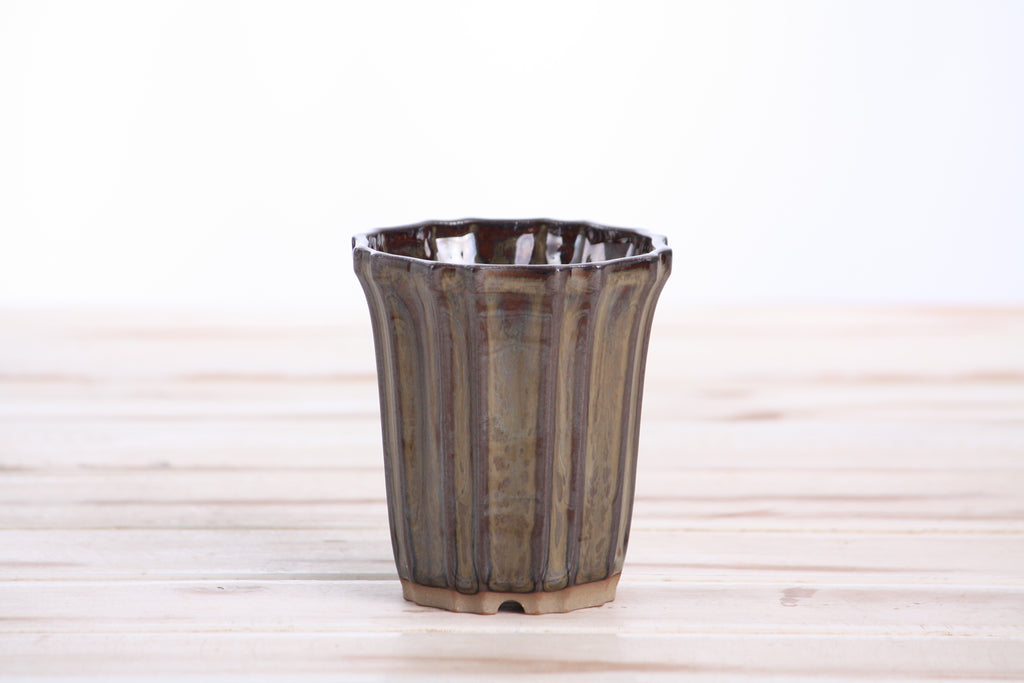 Willow Bonsai Ceramics Flower Design Cascade Bonsai Pot 3 Inch – Elegant Tall Ceramic Bonsai & Succulent Planter, High‑Fired Frost‑Proof Stoneware with Drainage & Wiring Holes, Handmade in USA (Dark Honey)