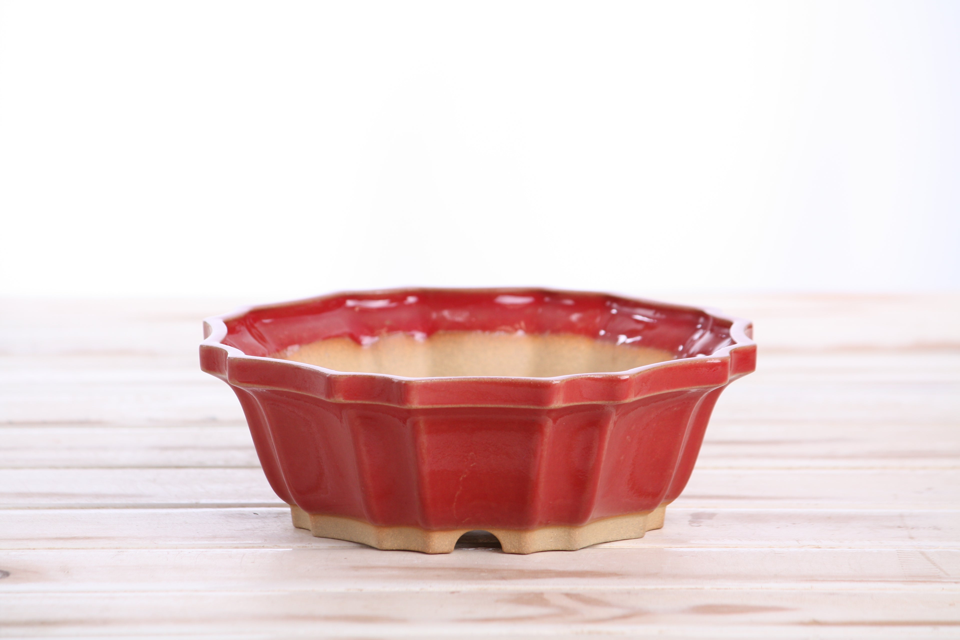 Willow Bonsai Ceramics Flower Design Bonsai Pot 6.5 Inch – Elegant Ceramic Bonsai & Succulent Planter, High‑Fired Frost‑Proof Stoneware with Drainage & Wiring Holes, Handmade in USA (Red)
