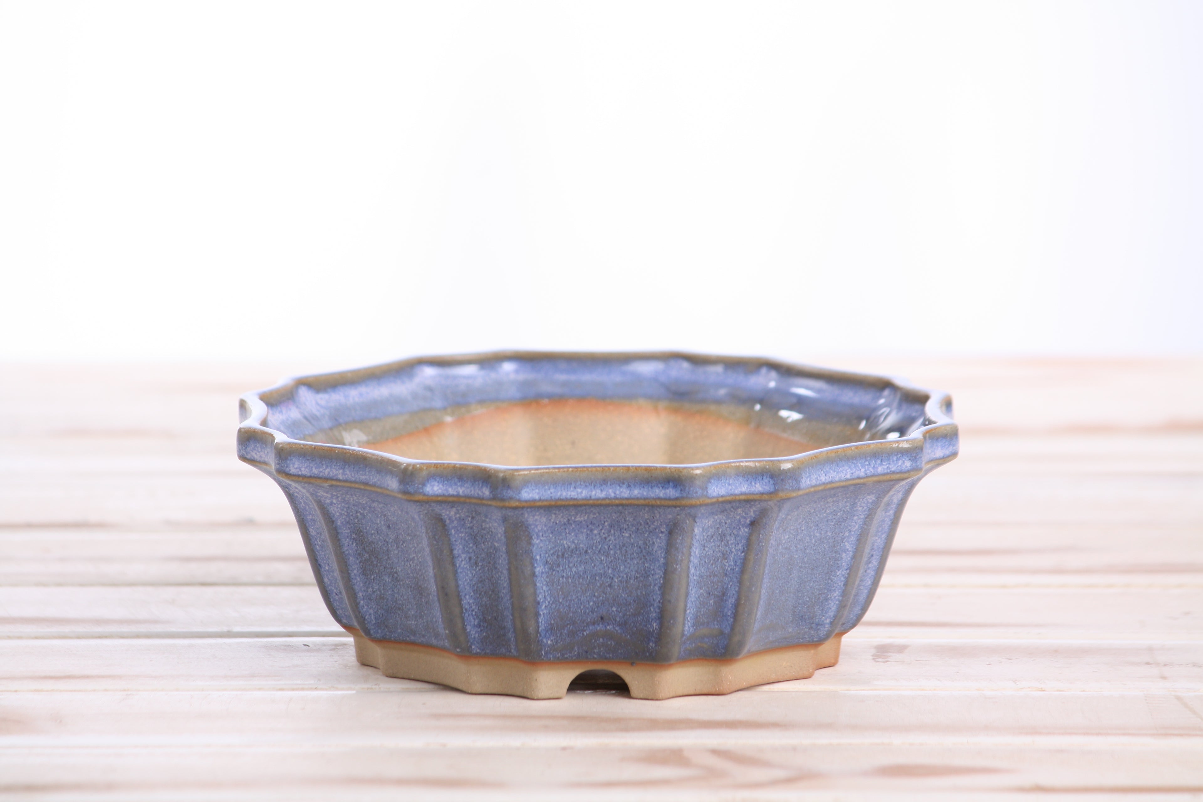 Willow Bonsai Ceramics Flower Design Bonsai Pot 6.5 Inch – Elegant Ceramic Bonsai & Succulent Planter, High‑Fired Frost‑Proof Stoneware with Drainage & Wiring Holes, Handmade in USA (Denim)