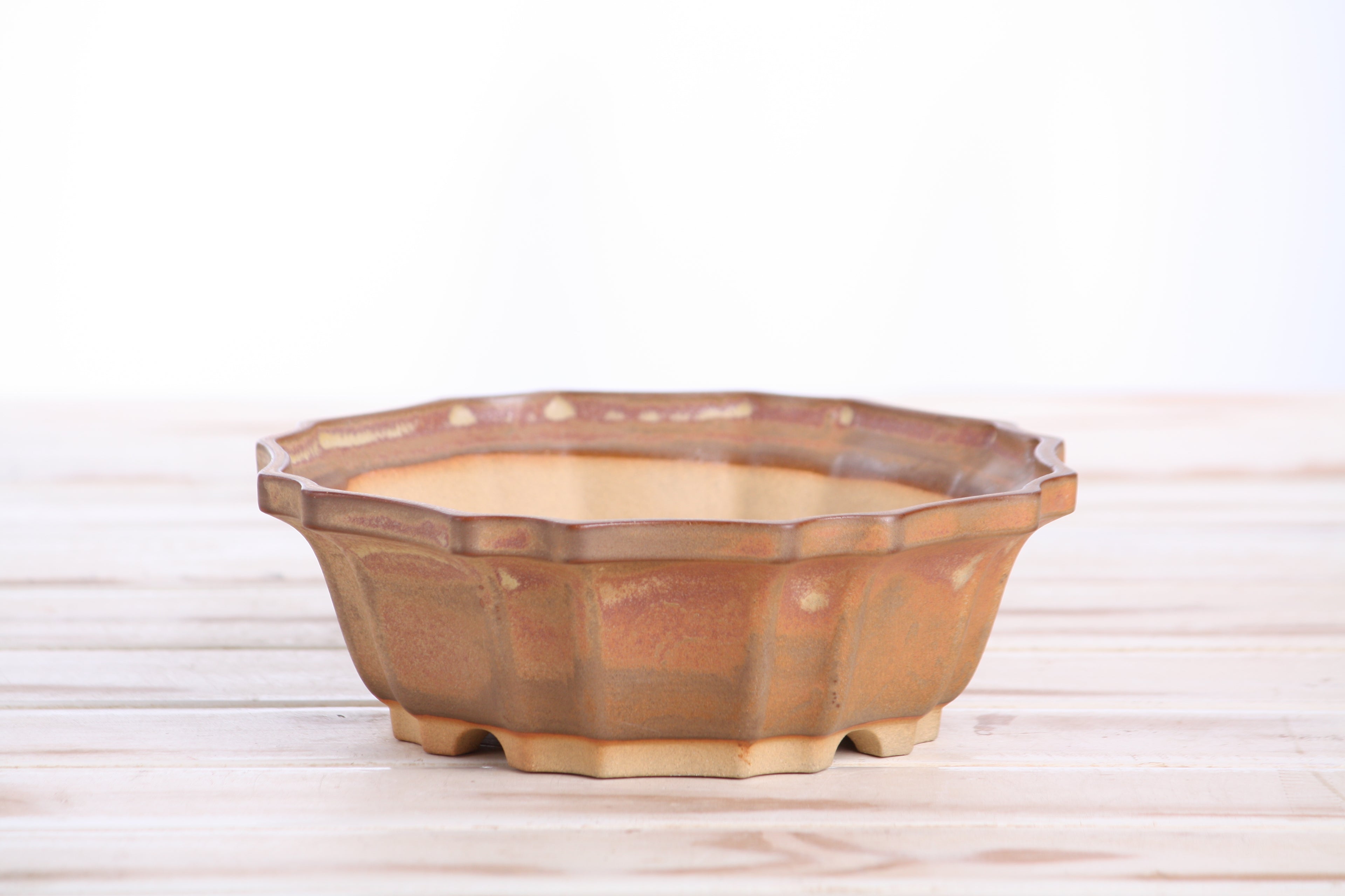 Willow Bonsai Ceramics Flower Design Bonsai Pot 6.5 Inch – Elegant Ceramic Bonsai & Succulent Planter, High‑Fired Frost‑Proof Stoneware with Drainage & Wiring Holes, Handmade in USA (Deep Stone)