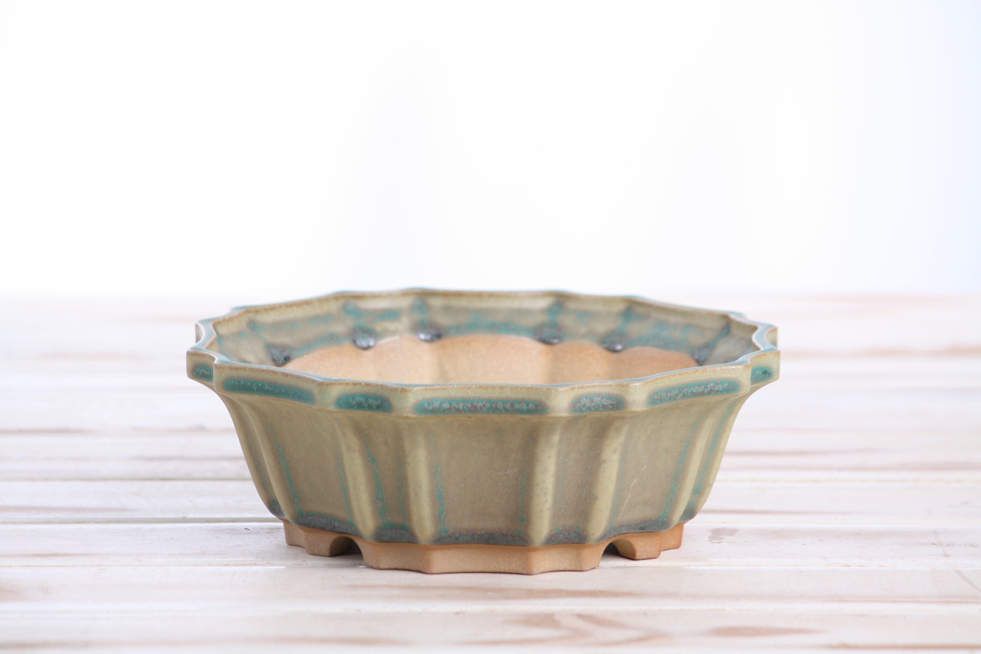 Willow Bonsai Ceramics Flower Design Bonsai Pot 6.5 Inch – Elegant Ceramic Bonsai & Succulent Planter, High‑Fired Frost‑Proof Stoneware with Drainage & Wiring Holes, Handmade in USA (Speckled Moss)