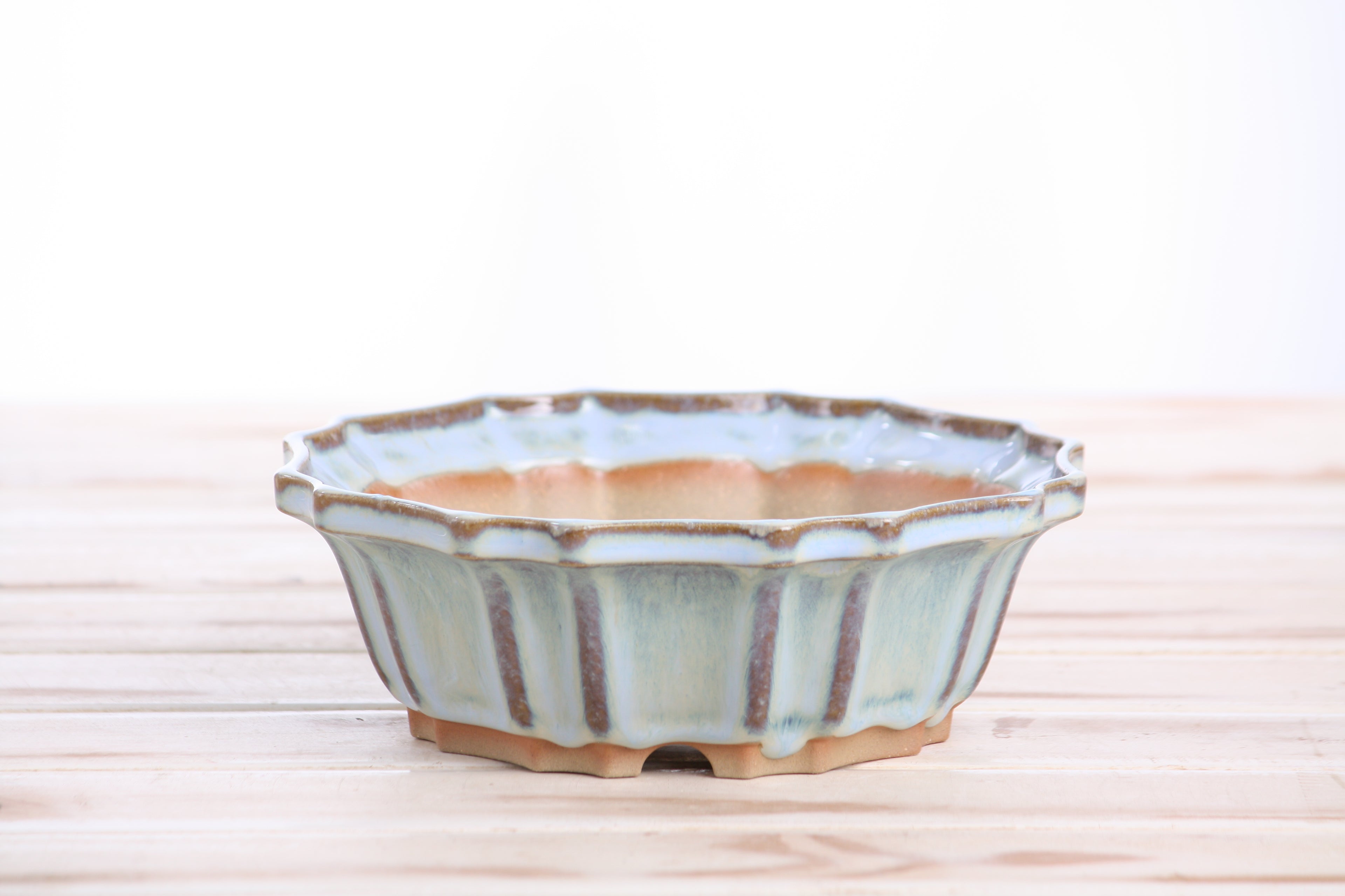 Willow Bonsai Ceramics Flower Design Bonsai Pot 6.5 Inch – Elegant Ceramic Bonsai & Succulent Planter, High‑Fired Frost‑Proof Stoneware with Drainage & Wiring Holes, Handmade in USA (Glacier)