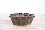 Willow Bonsai Ceramics Flower Design Bonsai Pot 6.5 Inch – Elegant Ceramic Bonsai & Succulent Planter, High‑Fired Frost‑Proof Stoneware with Drainage & Wiring Holes, Handmade in USA (Dark Honey)