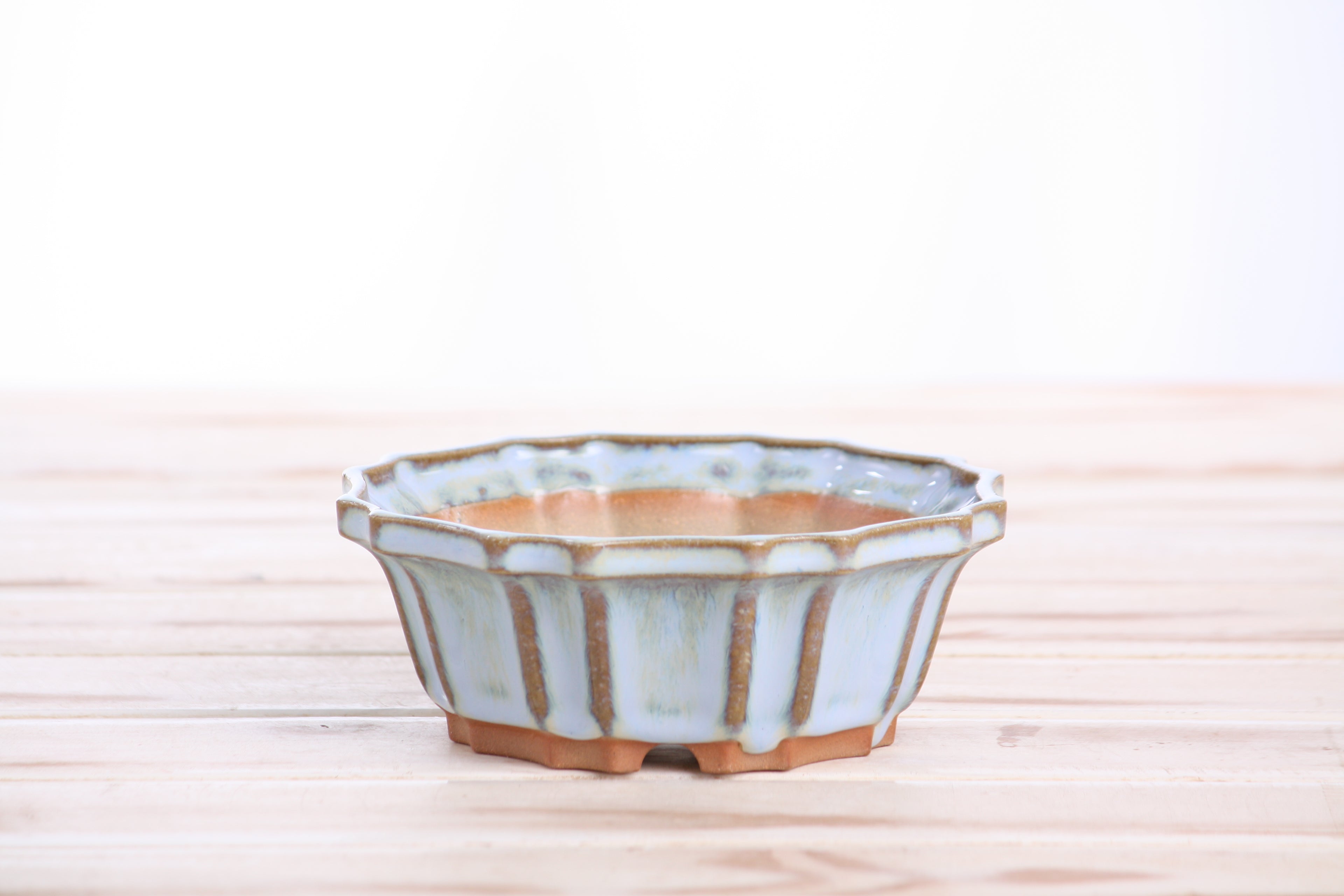 Willow Bonsai Ceramics Flower Design Bonsai Pot 5 Inch – Elegant Ceramic Bonsai & Succulent Planter, High‑Fired Frost‑Proof Stoneware with Drainage & Wiring Holes, Handmade in USA (Glacier)