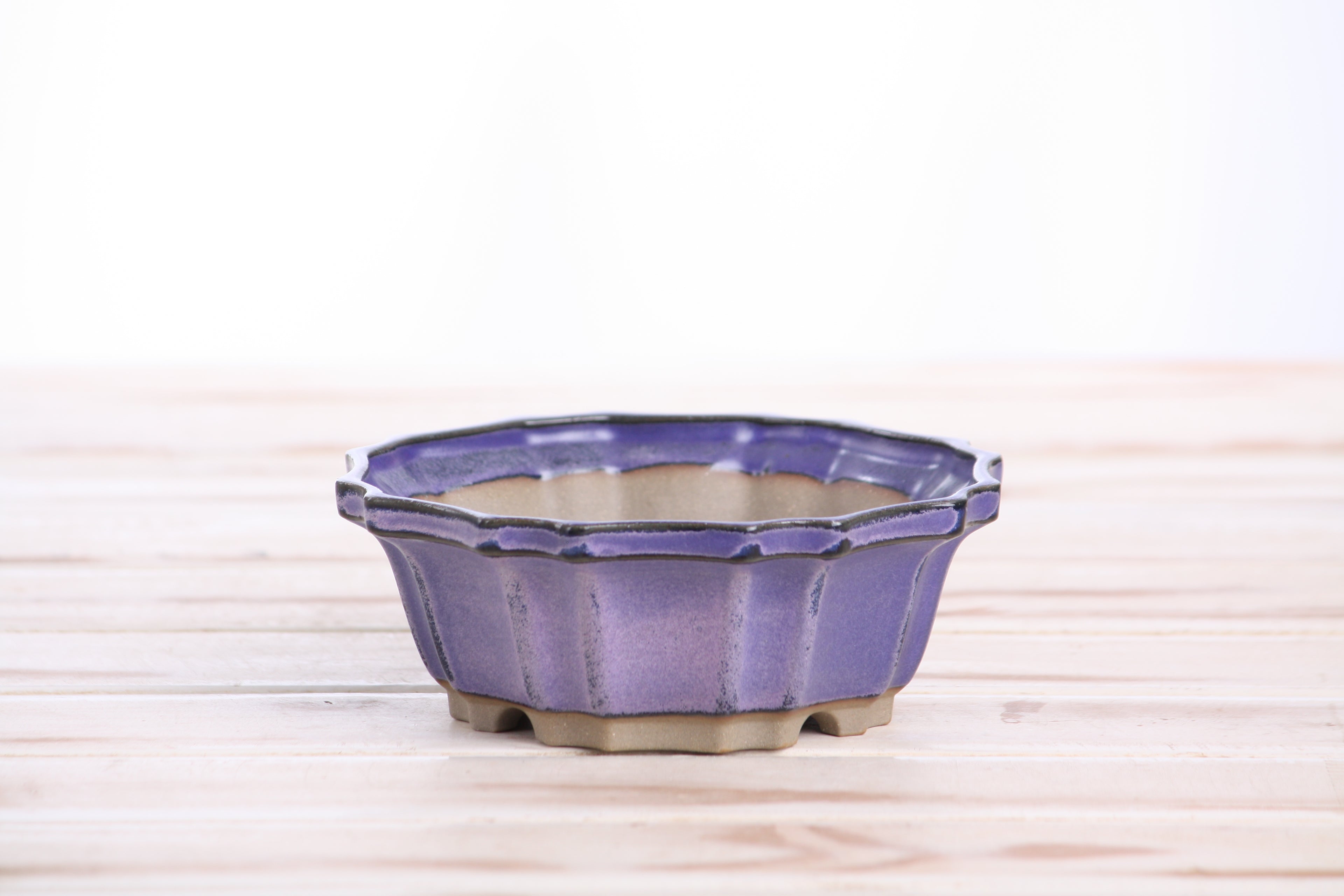 Willow Bonsai Ceramics Flower Design Bonsai Pot 5 Inch – Elegant Ceramic Bonsai & Succulent Planter, High‑Fired Frost‑Proof Stoneware with Drainage & Wiring Holes, Handmade in USA (Purple)