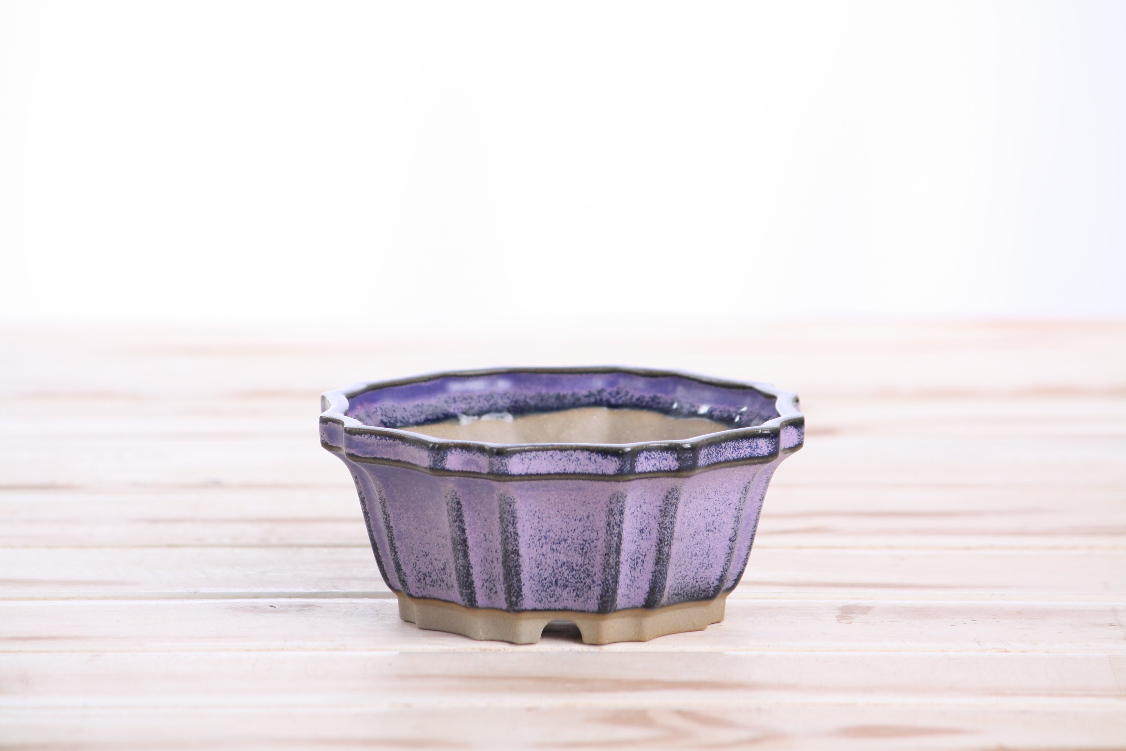 Willow Bonsai Ceramics Flower Design Bonsai Pot 4.5 Inch – Elegant Ceramic Bonsai & Succulent Planter, High‑Fired Frost‑Proof Stoneware with Drainage & Wiring Holes, Handmade in USA (Purple)