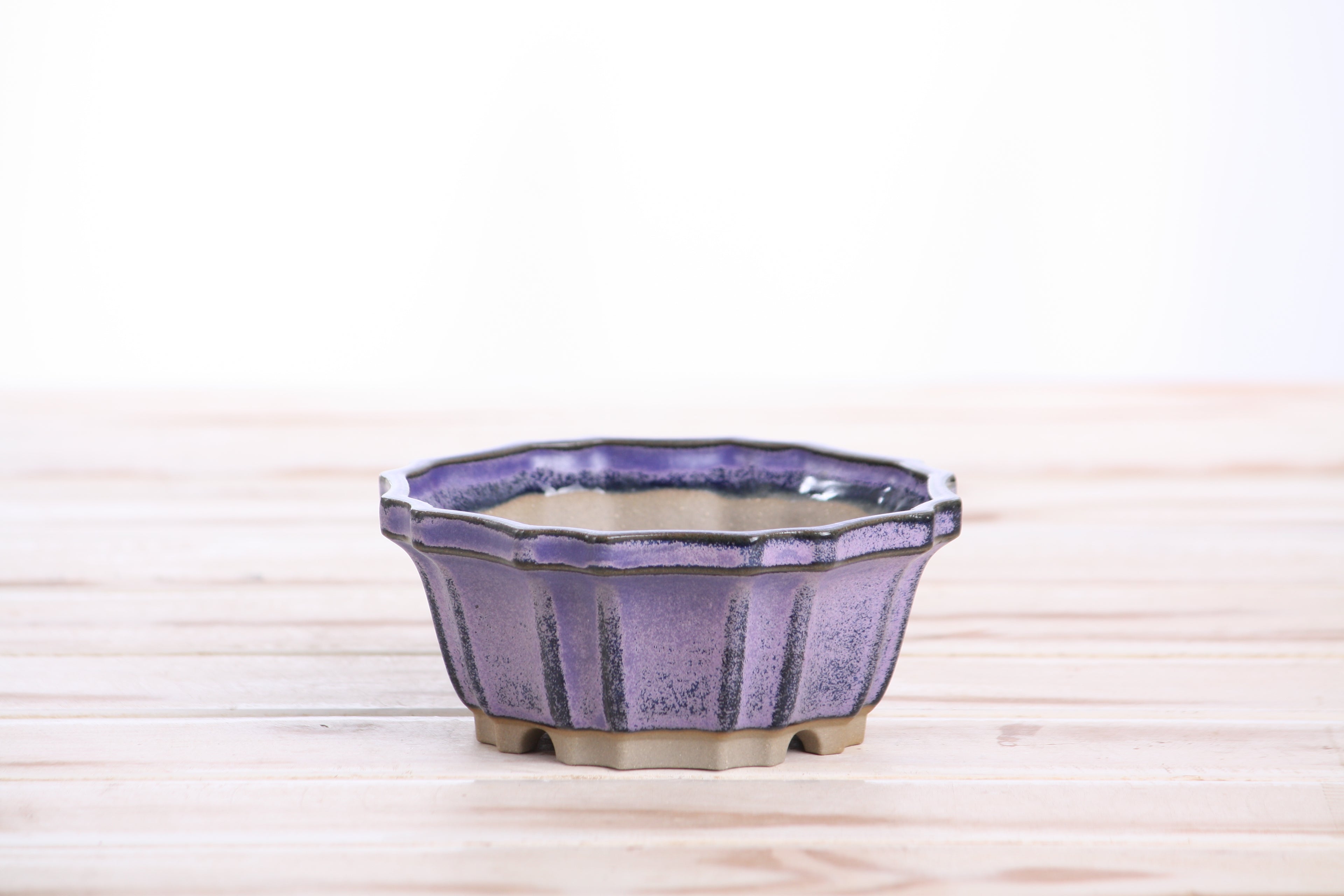 Willow Bonsai Ceramics Flower Design Bonsai Pot 4.5 Inch – Elegant Ceramic Bonsai & Succulent Planter, High‑Fired Frost‑Proof Stoneware with Drainage & Wiring Holes, Handmade in USA (Purple)