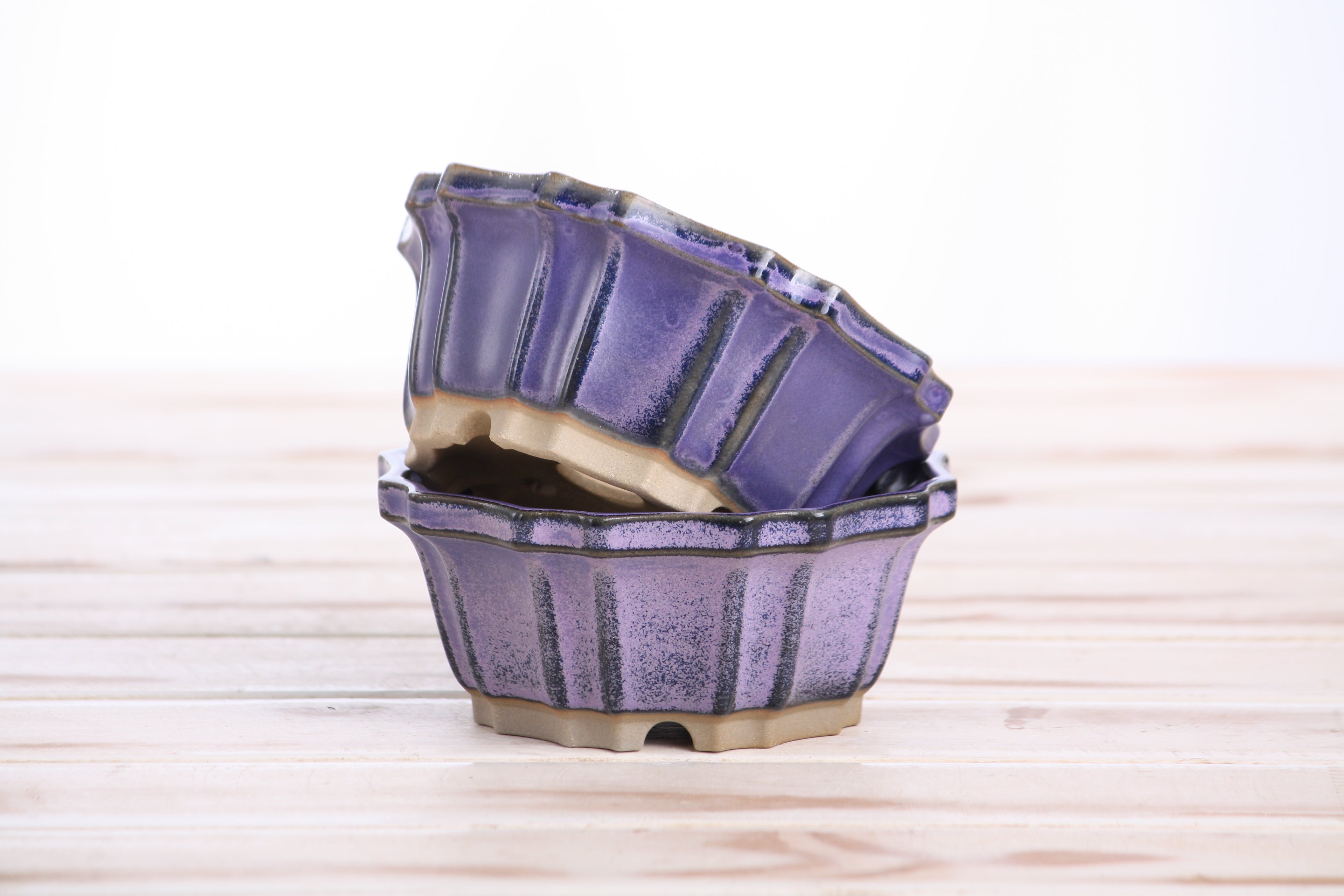 Willow Bonsai Ceramics Flower Design Bonsai Pot 4.5 Inch – Elegant Ceramic Bonsai & Succulent Planter, High‑Fired Frost‑Proof Stoneware with Drainage & Wiring Holes, Handmade in USA (Purple)