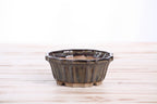 Willow Bonsai Ceramics Flower Design Bonsai Pot 4.5 Inch – Elegant Ceramic Bonsai & Succulent Planter, High‑Fired Frost‑Proof Stoneware with Drainage & Wiring Holes, Handmade in USA (Dark Honey)