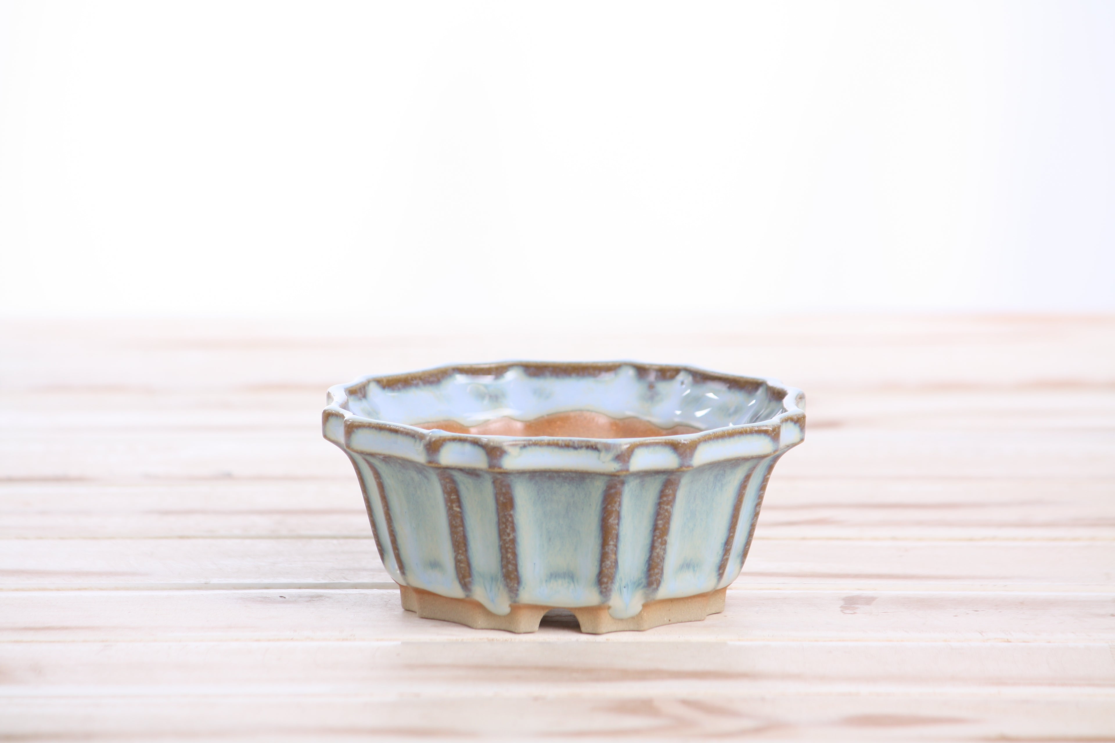 Willow Bonsai Ceramics Flower Design Bonsai Pot 4.5 Inch – Elegant Ceramic Bonsai & Succulent Planter, High‑Fired Frost‑Proof Stoneware with Drainage & Wiring Holes, Handmade in USA (Glacier)