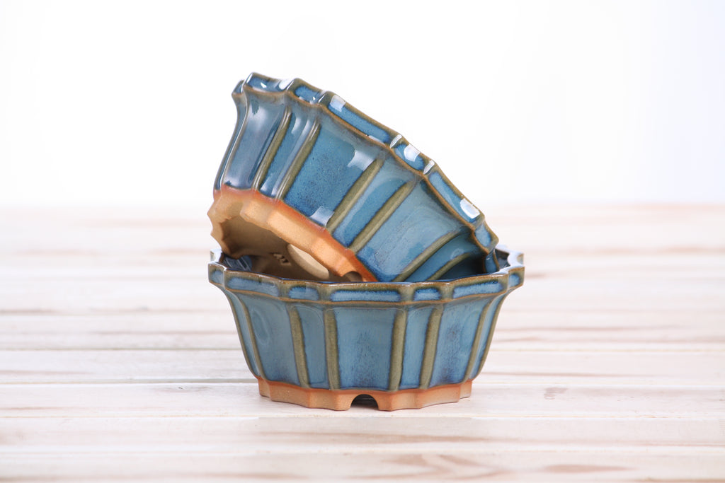 Willow Bonsai Ceramics Flower Design Bonsai Pot 4.5 Inch – Elegant Ceramic Bonsai & Succulent Planter, High‑Fired Frost‑Proof Stoneware with Drainage & Wiring Holes, Handmade in USA (Peacock 2025)