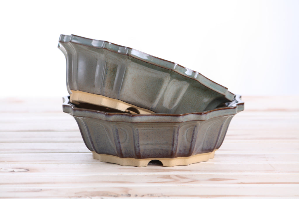 Willow Bonsai Ceramics Flower Design Bonsai Pot 8 Inch – Elegant Ceramic Bonsai & Succulent Planter, High‑Fired Frost‑Proof Stoneware with Drainage & Wiring Holes, Handmade in USA (Starry Night)