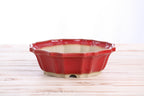 Willow Bonsai Ceramics Flower Design Bonsai Pot 8 Inch – Elegant Ceramic Bonsai & Succulent Planter, High‑Fired Frost‑Proof Stoneware with Drainage & Wiring Holes, Handmade in USA (Red)