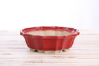 Willow Bonsai Ceramics Flower Design Bonsai Pot 8 Inch – Elegant Ceramic Bonsai & Succulent Planter, High‑Fired Frost‑Proof Stoneware with Drainage & Wiring Holes, Handmade in USA (Red)