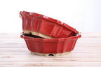 Willow Bonsai Ceramics Flower Design Bonsai Pot 8 Inch – Elegant Ceramic Bonsai & Succulent Planter, High‑Fired Frost‑Proof Stoneware with Drainage & Wiring Holes, Handmade in USA (Red)