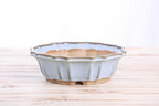 Willow Bonsai Ceramics Flower Design Bonsai Pot 8 Inch – Elegant Ceramic Bonsai & Succulent Planter, High‑Fired Frost‑Proof Stoneware with Drainage & Wiring Holes, Handmade in USA (Glacier)