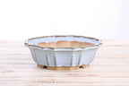 Willow Bonsai Ceramics Flower Design Bonsai Pot 8 Inch – Elegant Ceramic Bonsai & Succulent Planter, High‑Fired Frost‑Proof Stoneware with Drainage & Wiring Holes, Handmade in USA (Glacier)