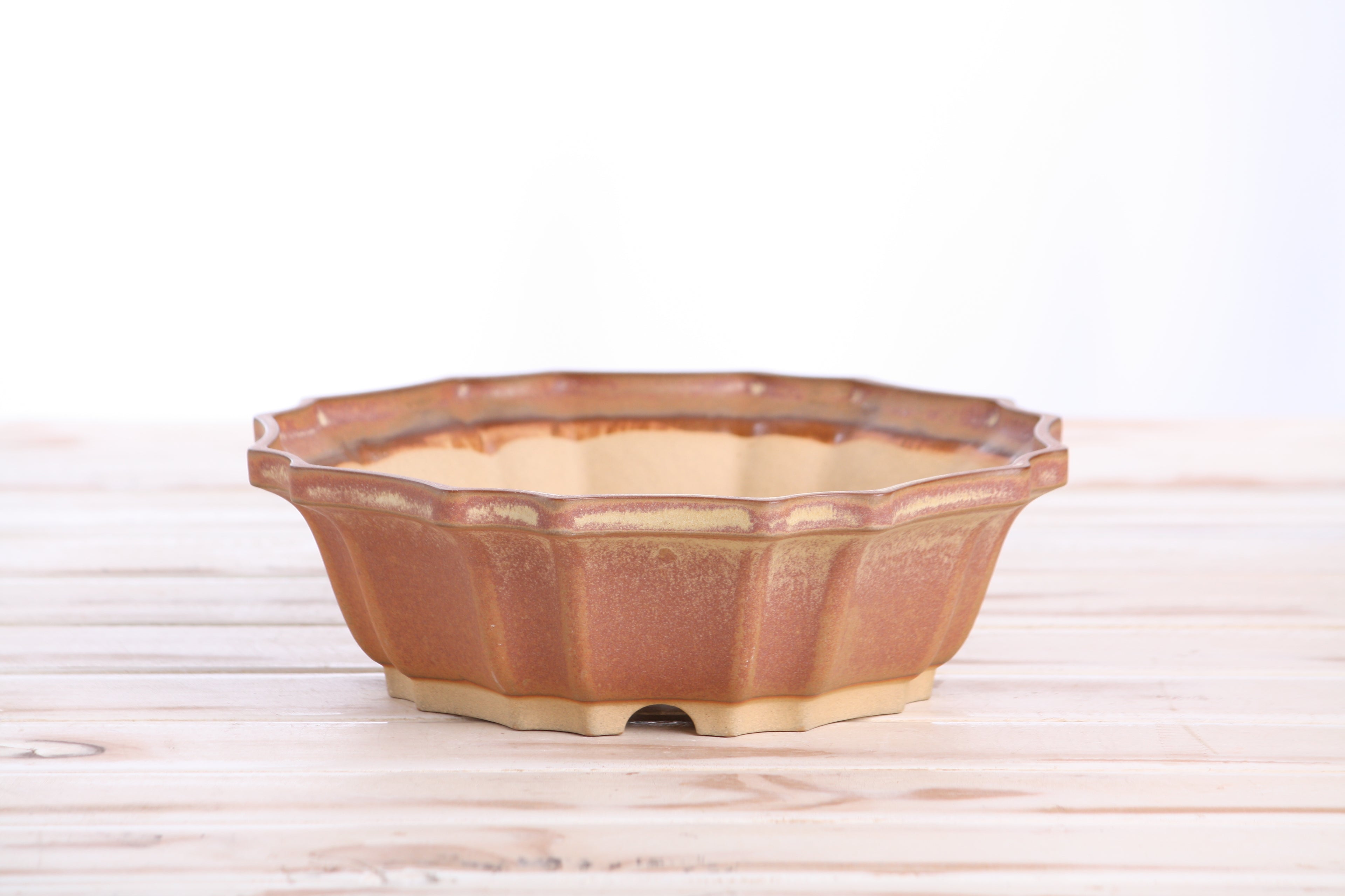 Willow Bonsai Ceramics Flower Design Bonsai Pot 8 Inch – Elegant Ceramic Bonsai & Succulent Planter, High‑Fired Frost‑Proof Stoneware with Drainage & Wiring Holes, Handmade in USA (Deep Stone)