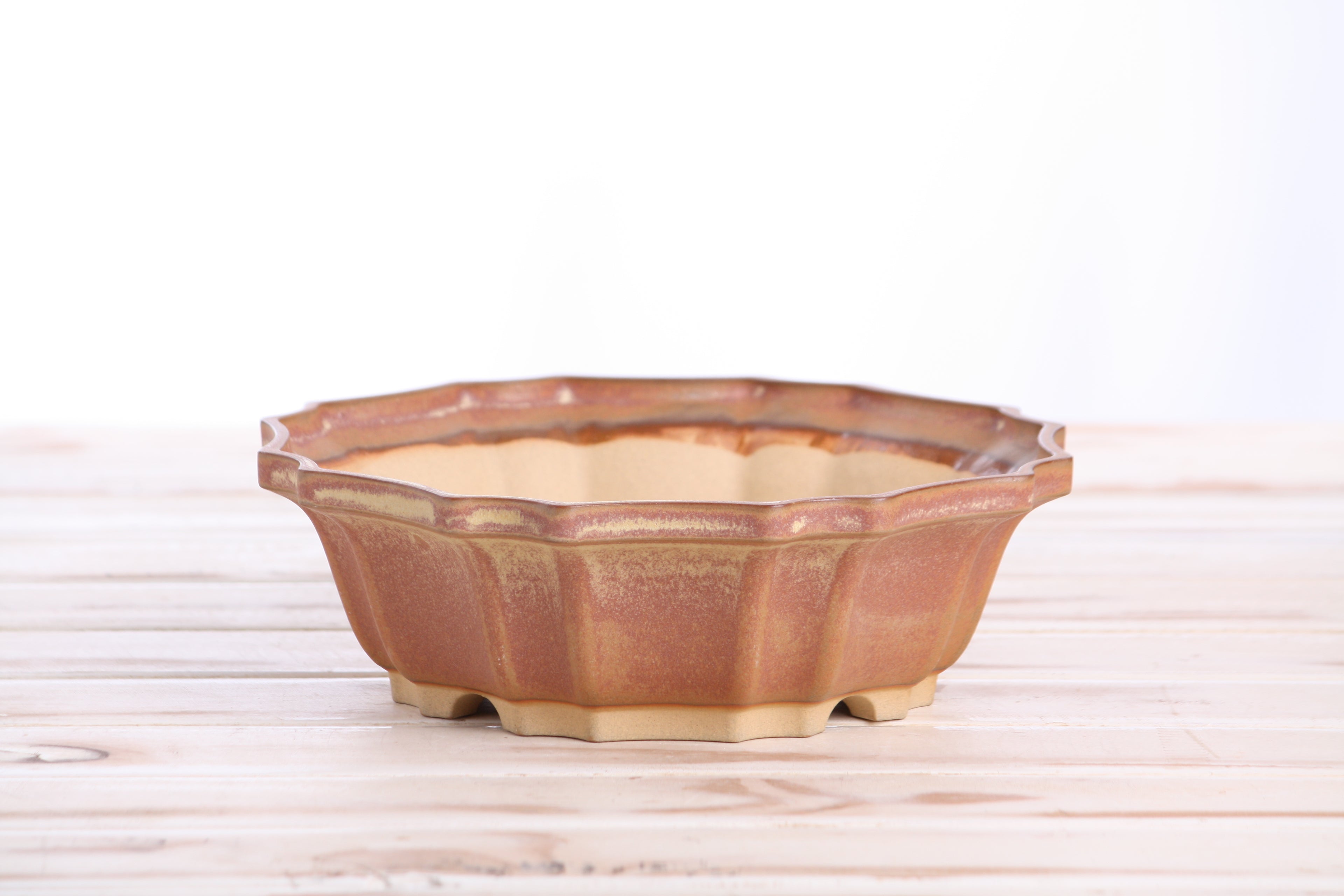 Willow Bonsai Ceramics Flower Design Bonsai Pot 8 Inch – Elegant Ceramic Bonsai & Succulent Planter, High‑Fired Frost‑Proof Stoneware with Drainage & Wiring Holes, Handmade in USA (Deep Stone)