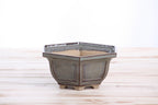 Willow Bonsai Ceramics Hexagonal Windowed Bonsai Pot 5 Inch – Semi‑Cascade Planter, High‑Fired Frost‑Proof Stoneware with Drainage & Wiring Holes, Handmade in USA (Starry Night)