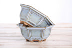 Willow Bonsai Ceramics Hexagonal Windowed Bonsai Pot 5 Inch – Semi‑Cascade Planter, High‑Fired Frost‑Proof Stoneware with Drainage & Wiring Holes, Handmade in USA (Glacier)