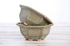 Willow Bonsai Ceramics Hexagonal Windowed Bonsai Pot 5 Inch – Semi‑Cascade Planter, High‑Fired Frost‑Proof Stoneware with Drainage & Wiring Holes, Handmade in USA (Copenhagen)