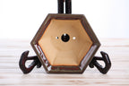 Willow Bonsai Ceramics Hexagonal Windowed Bonsai Pot 5 Inch – Semi‑Cascade Planter, High‑Fired Frost‑Proof Stoneware with Drainage & Wiring Holes, Handmade in USA (Dark Honey)