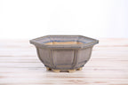 Willow Bonsai Ceramics Hexagonal Windowed Bonsai Pot 5 Inch – Semi‑Cascade Planter, High‑Fired Frost‑Proof Stoneware with Drainage & Wiring Holes, Handmade in USA (Ocean)