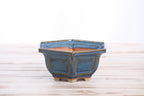 Willow Bonsai Ceramics Hexagonal Windowed Bonsai Pot 5 Inch – Semi‑Cascade Planter, High‑Fired Frost‑Proof Stoneware with Drainage & Wiring Holes, Handmade in USA (Peacock 2025)