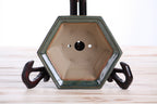Willow Bonsai Ceramics Hexagonal Windowed Bonsai Pot 5 Inch – Semi‑Cascade Planter, High‑Fired Frost‑Proof Stoneware with Drainage & Wiring Holes, Handmade in USA (Seaweed 2025)