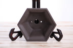 Willow Bonsai Ceramics Hexagonal Windowed Bonsai Pot 5 Inch – Semi‑Cascade Planter, High‑Fired Frost‑Proof Stoneware with Drainage & Wiring Holes, Handmade in USA (Unglazed Black)