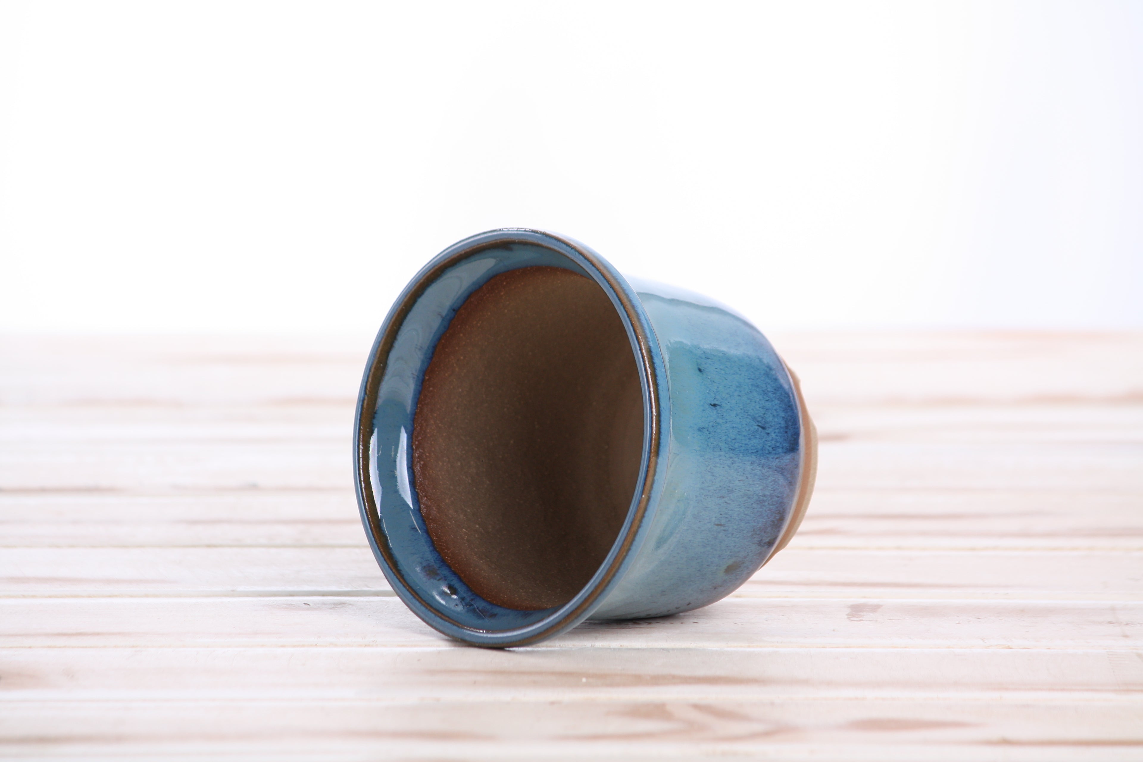 Willow Bonsai Ceramics Flute Bonsai Pot 4 Inch – Round Semi‑Cascade Ceramic Bonsai & Succulent Planter with Fluted Profile and Banded Base, High‑Fired Frost‑Proof Stoneware, Handmade in USA (Peacock)