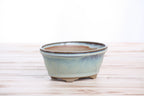 Willow Bonsai Ceramics Oval B Bonsai Pot 5.5 Inch – Tapered Oval Ceramic Bonsai & Succulent Planter with Accentuated Rim, High‑Fired Frost‑Proof Stoneware, Handmade in USA (Glacier)
