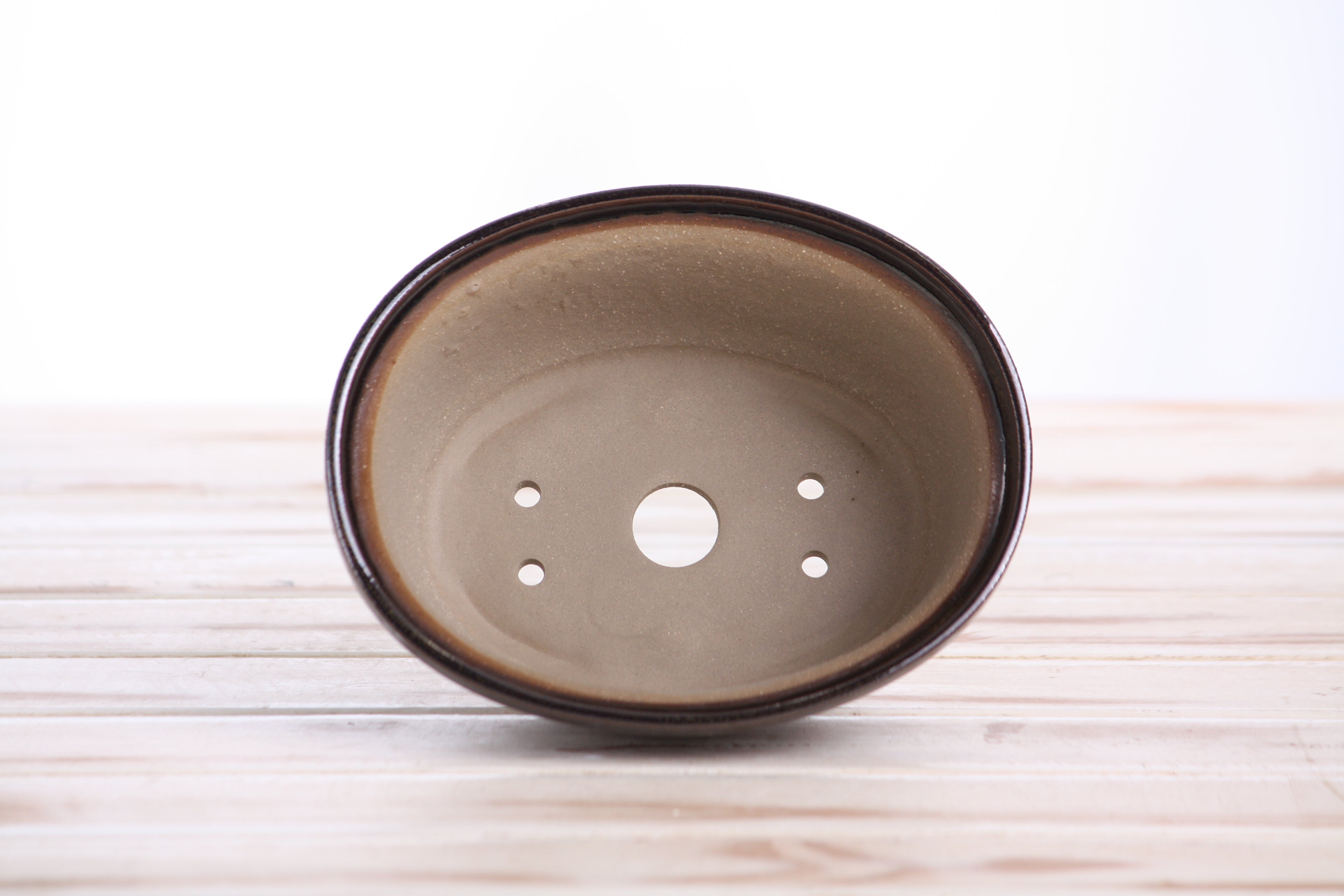 Willow Bonsai Ceramics Fat Bonsai Pot 5.5 Inch – Bold Oval Ceramic Bonsai & Succulent Planter with Accentuated Rim, High‑Fired Frost‑Proof Stoneware, Handmade in USA (Dark Honey)
