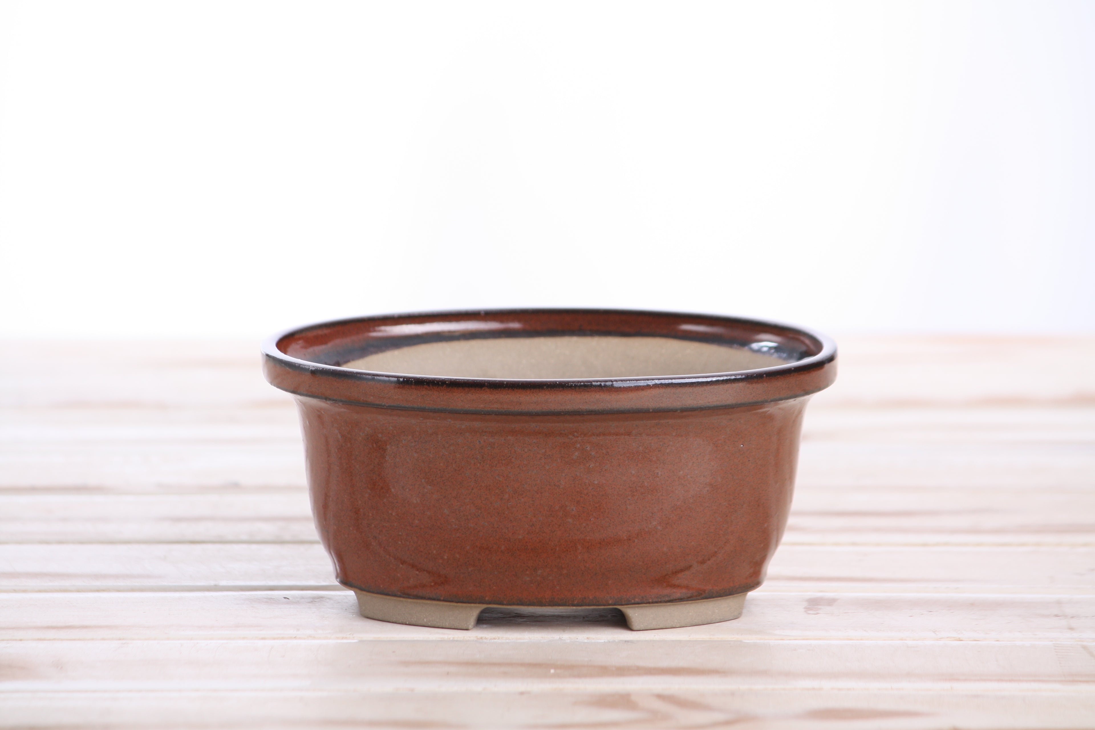 Willow Bonsai Ceramics Fat Bonsai Pot 5.5 Inch – Bold Oval Ceramic Bonsai & Succulent Planter with Accentuated Rim, High‑Fired Frost‑Proof Stoneware, Handmade in USA (Sunset)