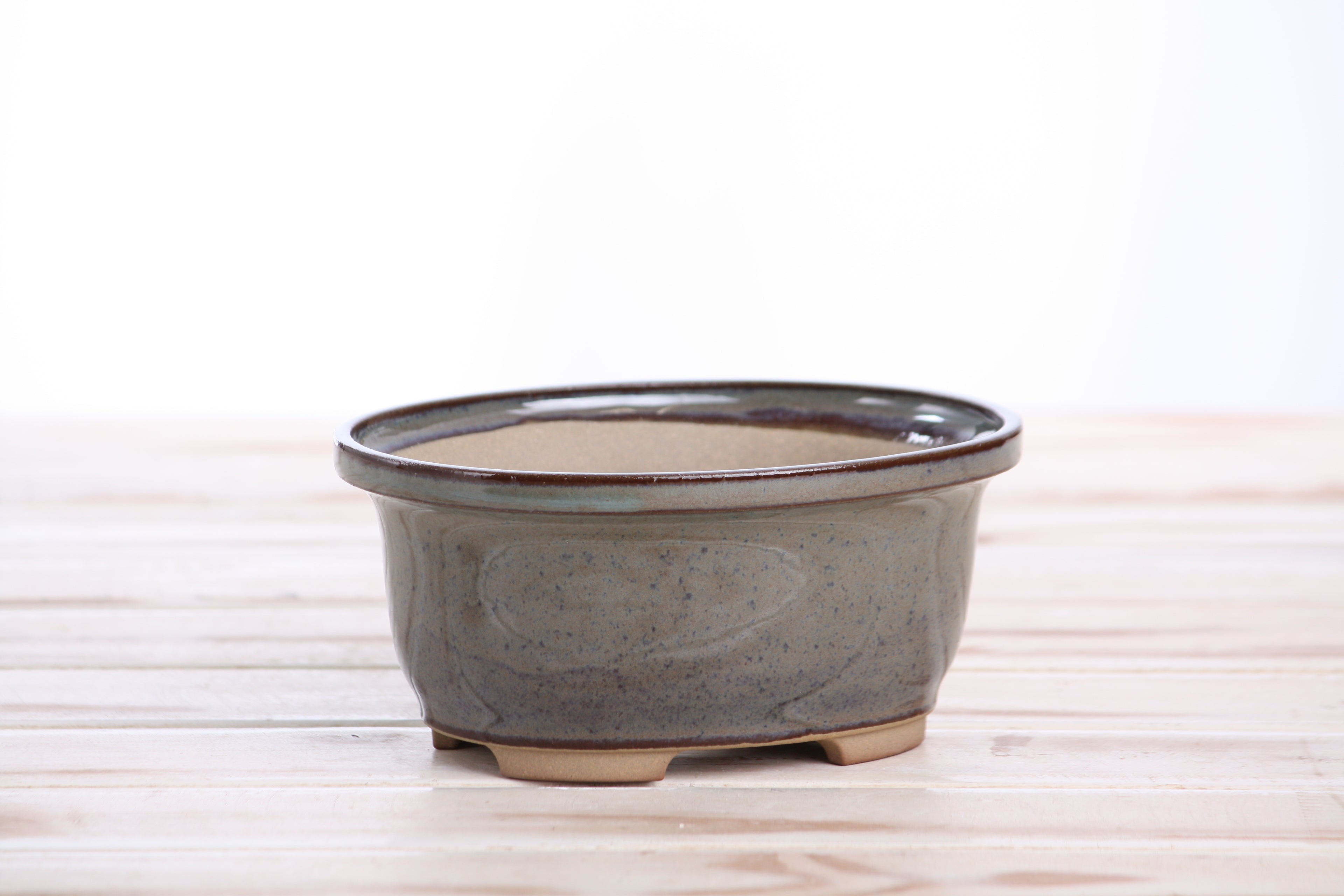 Willow Bonsai Ceramics Fat Bonsai Pot 5.5 Inch – Bold Oval Ceramic Bonsai & Succulent Planter with Accentuated Rim, High‑Fired Frost‑Proof Stoneware, Handmade in USA (Starry Night)