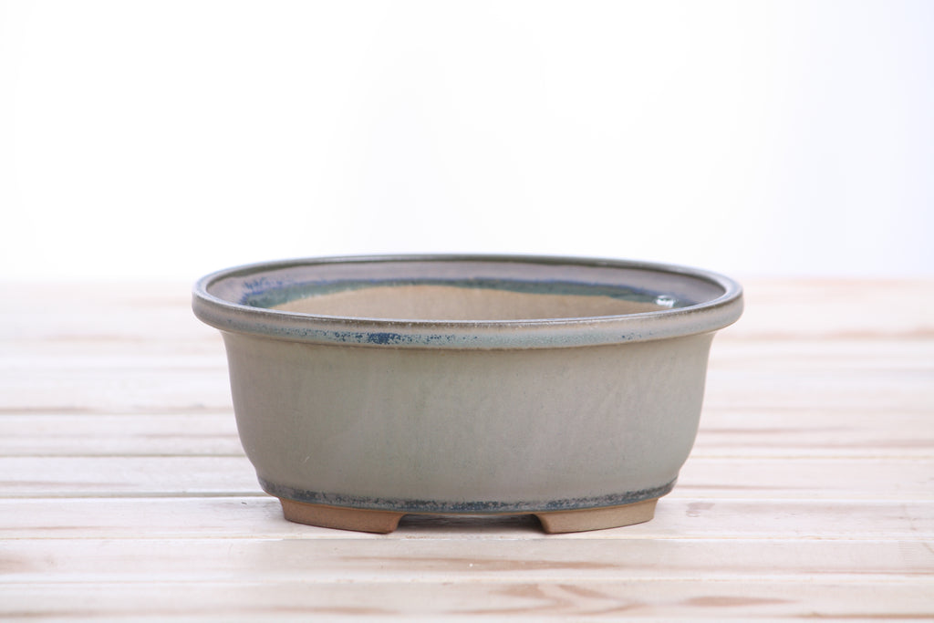 Willow Bonsai Ceramics Fat Bonsai Pot 6.5 Inch – Bold Oval Ceramic Bonsai & Succulent Planter with Accentuated Rim, High‑Fired Frost‑Proof Stoneware, Handmade in USA (Ocean)