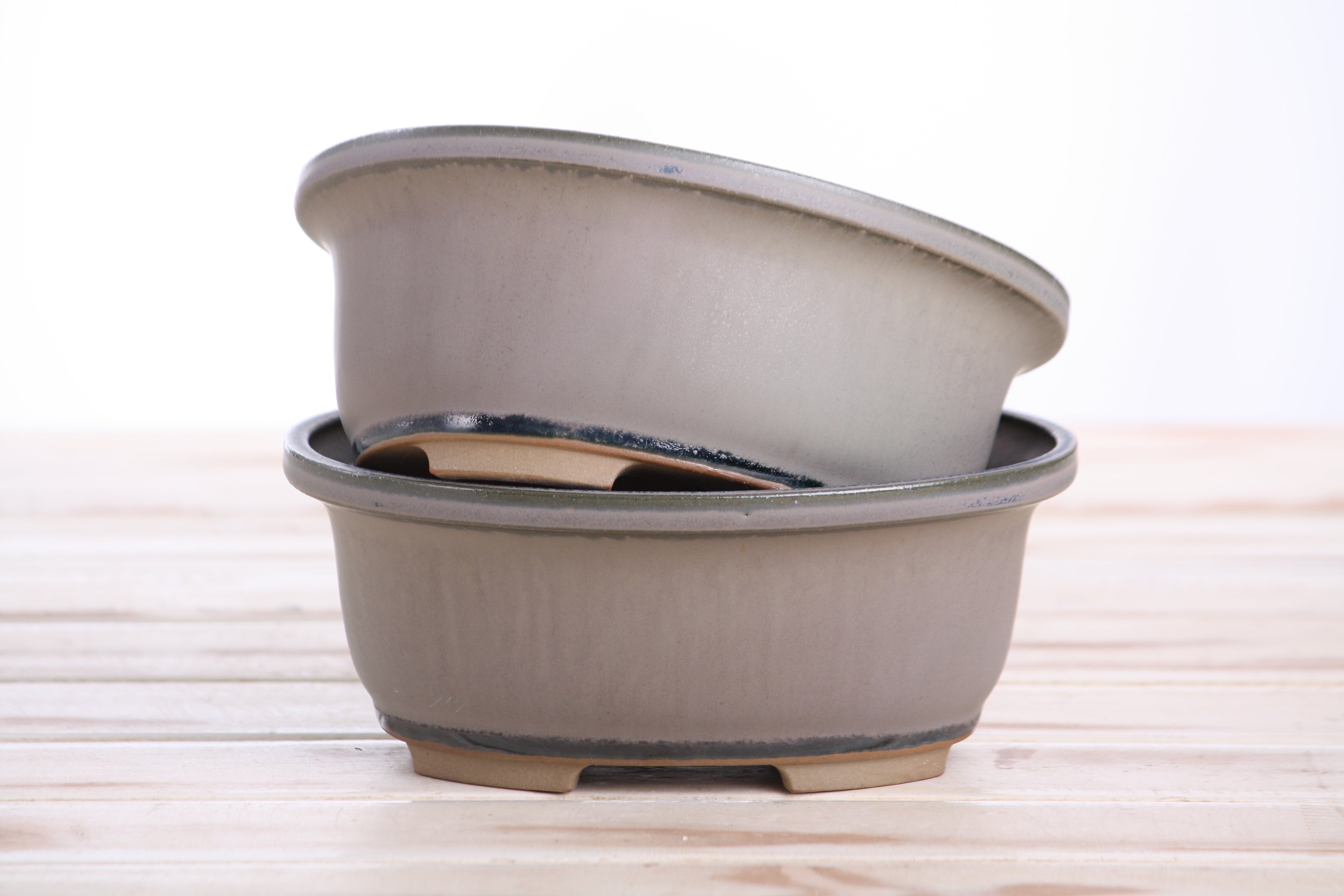Willow Bonsai Ceramics Fat Bonsai Pot 6.5 Inch – Bold Oval Ceramic Bonsai & Succulent Planter with Accentuated Rim, High‑Fired Frost‑Proof Stoneware, Handmade in USA (Ocean)
