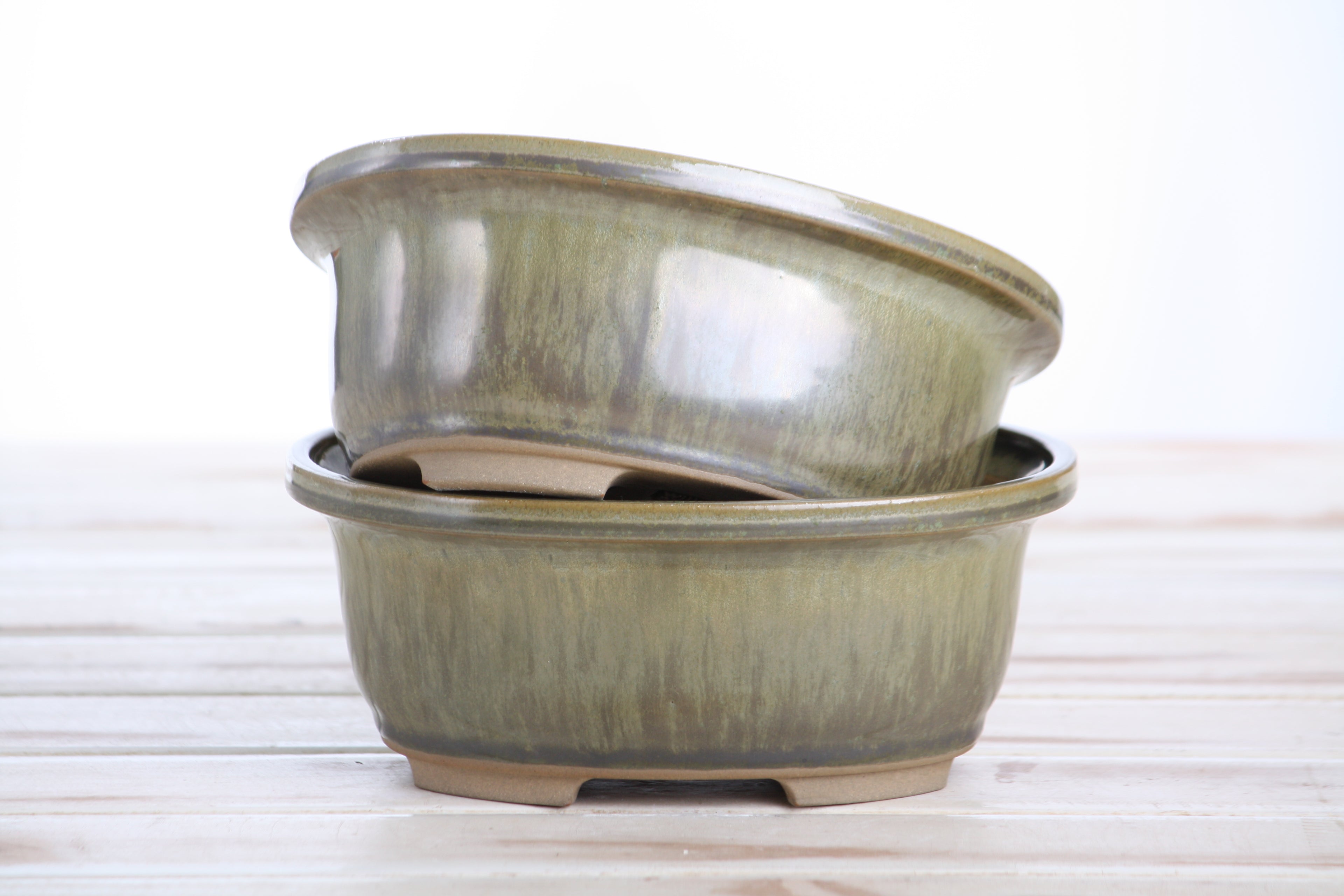 Willow Bonsai Ceramics Fat Bonsai Pot 6.5 Inch – Bold Oval Ceramic Bonsai & Succulent Planter with Accentuated Rim, High‑Fired Frost‑Proof Stoneware, Handmade in USA (Copenhagen)