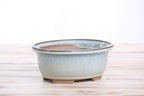 Willow Bonsai Ceramics Fat Bonsai Pot 6.5 Inch – Bold Oval Ceramic Bonsai & Succulent Planter with Accentuated Rim, High‑Fired Frost‑Proof Stoneware, Handmade in USA (Glacier)
