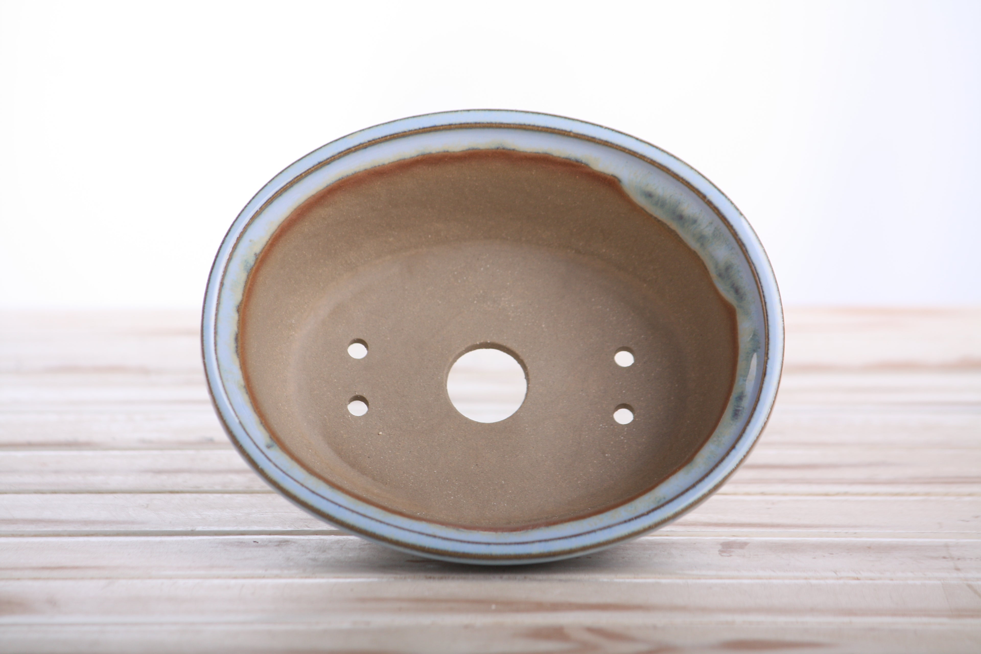 Willow Bonsai Ceramics Fat Bonsai Pot 6.5 Inch – Bold Oval Ceramic Bonsai & Succulent Planter with Accentuated Rim, High‑Fired Frost‑Proof Stoneware, Handmade in USA (Glacier)