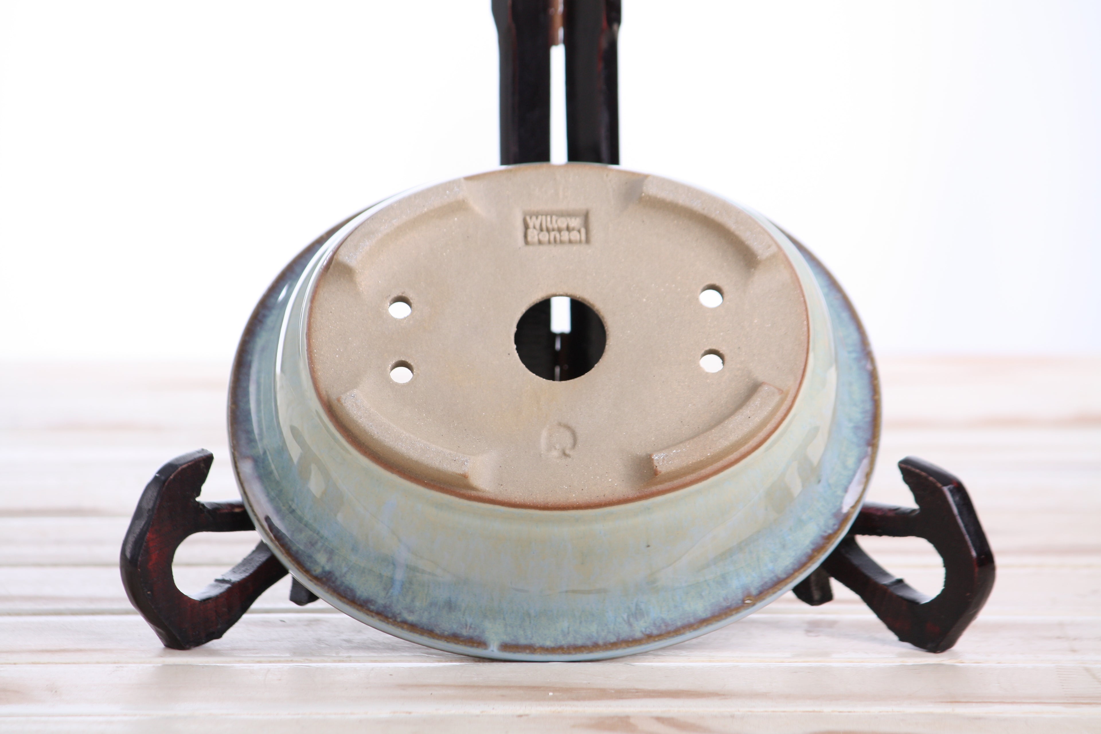 Willow Bonsai Ceramics Fat Bonsai Pot 6.5 Inch – Bold Oval Ceramic Bonsai & Succulent Planter with Accentuated Rim, High‑Fired Frost‑Proof Stoneware, Handmade in USA (Glacier)